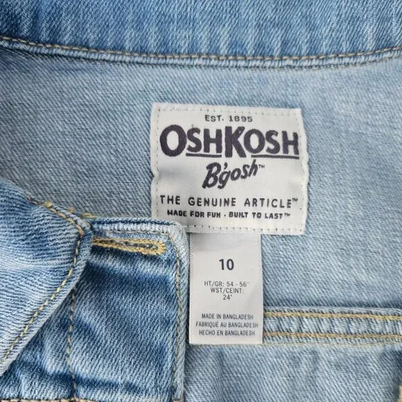Oshkosh B'goch Kids Jacket Blue Denim Jeans Coat Jacket Size 10 - Picture 9 of 11